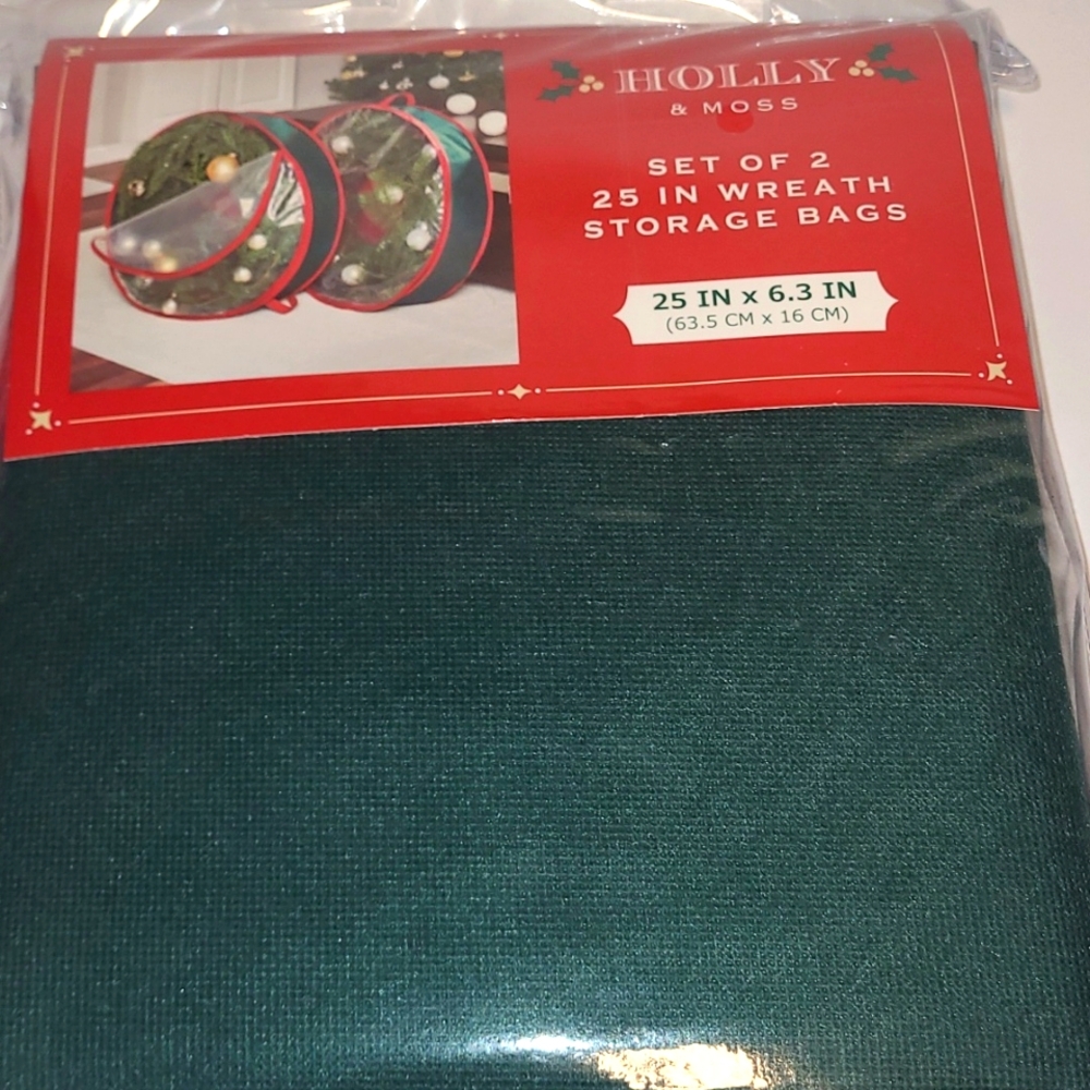 Wreath Storage Bags - Red and Green Set Of Two - Picture 3 of 3